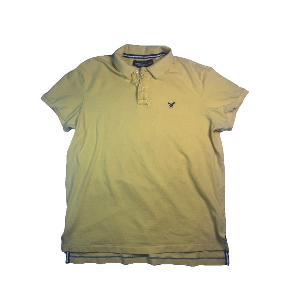 American Eagle Polo Shirt Men's XXL Yellow Short Sleeve Vintage Fit Logo Preppy